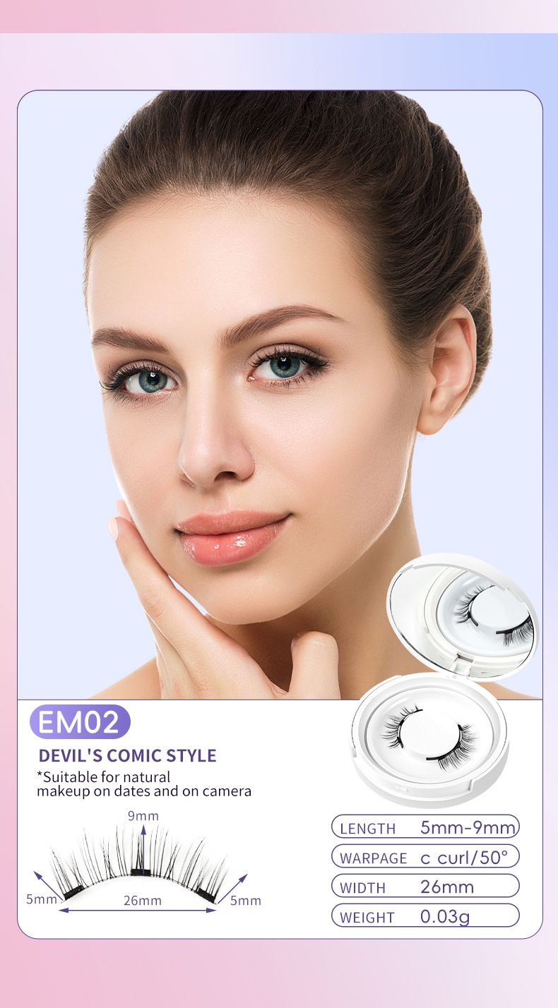 Natural Eyelashes Magnetic Suction False Eyelashes Daily One Pair Mink Hair Super Soft Natural Simulation Easy To Wear
