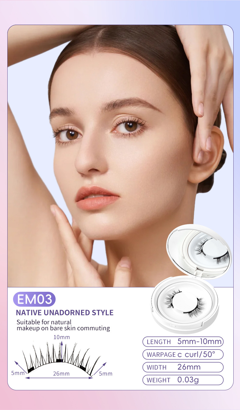 Natural Eyelashes Magnetic Suction False Eyelashes Daily One Pair Mink Hair Super Soft Natural Simulation Easy To Wear
